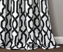 Edward Trellis White & Black Room-Darkening Grommet Curtain Panel Pair, (95") -Home Decor Store 810468419 2