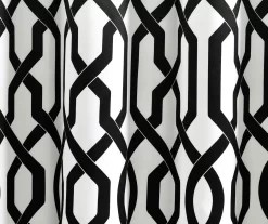 Edward Trellis White & Black Room-Darkening Grommet Curtain Panel Pair, (95") -Home Decor Store 810468419 3
