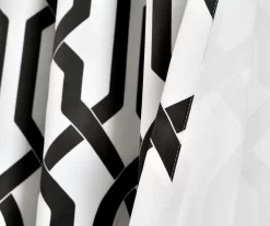 Edward Trellis White & Black Room-Darkening Grommet Curtain Panel Pair, (95") -Home Decor Store 810468419 4