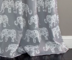 Elephant Parade Gray Room-Darkening Grommet Curtain Panel Pair, (84") -Home Decor Store 810468420 3
