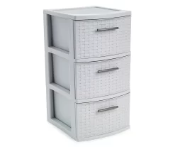 Gray Weave 3-Drawer Storage Cart