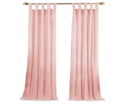 Priya Pink Semi-Sheer Tab Top Curtain Panel, (95") 9 Priya Pink Semi-Sheer Tab Top Curtain Panel, (95") -Home Decor Store 810474043 4