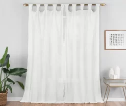 Priya White Semi-Sheer Tab Top Curtain Panel, (84") -Home Decor Store 810474070 5