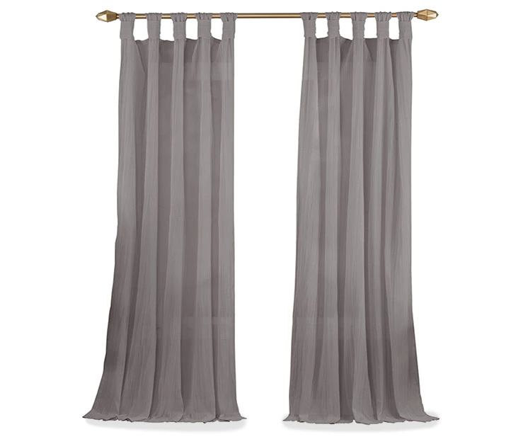 Priya Gray Semi-Sheer Tab Top Curtain Panel, (95") 4 Priya Gray Semi-Sheer Tab Top Curtain Panel, (95") - Image 4