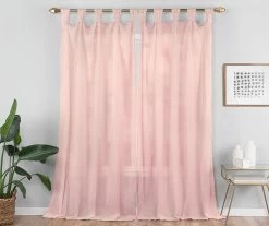 Priya Pink Semi-Sheer Tab Top Curtain Panel, (84") 10 Priya Pink Semi-Sheer Tab Top Curtain Panel, (84") -Home Decor Store 810474125 5