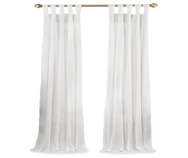 Priya White Semi-Sheer Tab Top Curtain Panel, (95") 4 Priya White Semi-Sheer Tab Top Curtain Panel, (95") - Image 4