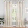 Priya Natural Semi-Sheer Tab Top Curtain Panel, (63")