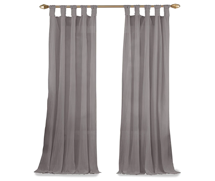 Priya Gray Semi-Sheer Tab Top Curtain Panel, (63") 4 Priya Gray Semi-Sheer Tab Top Curtain Panel, (63") - Image 4