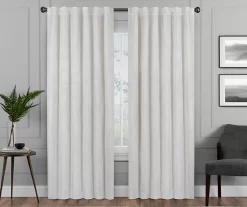 Harper Snow Velvet Blackout Rod Pocket Curtain Panel, (95")