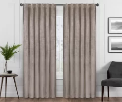 Harper Mushroom Velvet Blackout Rod Pocket Curtain Panel, (108")