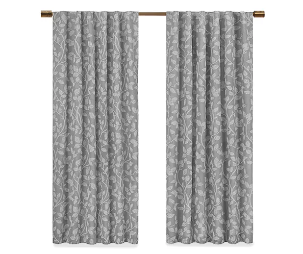Nora Botanical Gray Blackout Rod Pocket Curtain Panel, (63") 4 Nora Botanical Gray Blackout Rod Pocket Curtain Panel, (63") - Image 4