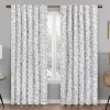 Nora Botanical White Blackout Rod Pocket Curtain Panel, (63")