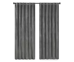 Harper Charcoal Velvet Blackout Rod Pocket Curtain Panel, (95") 12 Harper Charcoal Velvet Blackout Rod Pocket Curtain Panel, (95") -Home Decor Store 810475062 4