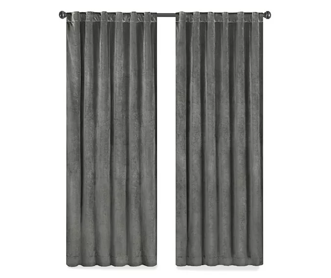 Harper Charcoal Velvet Blackout Rod Pocket Curtain Panel, (95") 4 Harper Charcoal Velvet Blackout Rod Pocket Curtain Panel, (95") - Image 4
