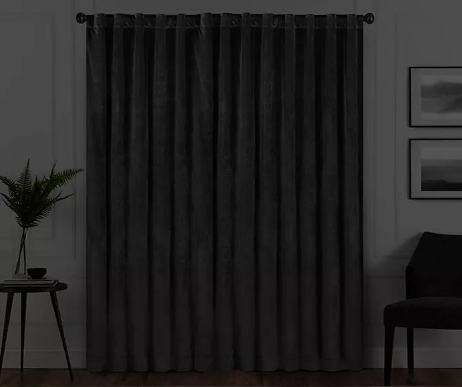 Harper Charcoal Velvet Blackout Rod Pocket Curtain Panel, (95") 6 Harper Charcoal Velvet Blackout Rod Pocket Curtain Panel, (95") - Image 6