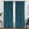Harper Teal Velvet Blackout Rod Pocket Curtain Panel, (84")