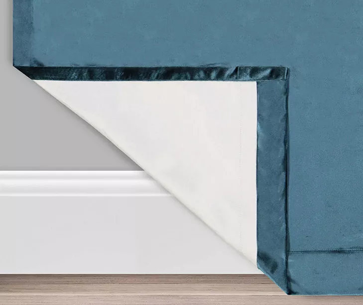 Harper Teal Velvet Blackout Rod Pocket Curtain Panel, (84") 3 Harper Teal Velvet Blackout Rod Pocket Curtain Panel, (84") - Image 3