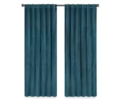Harper Teal Velvet Blackout Rod Pocket Curtain Panel, (84") 12 Harper Teal Velvet Blackout Rod Pocket Curtain Panel, (84") -Home Decor Store 810475065 4