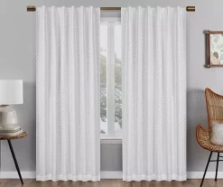 Nora Crochet White Blackout Rod Pocket Curtain Panel, (95")