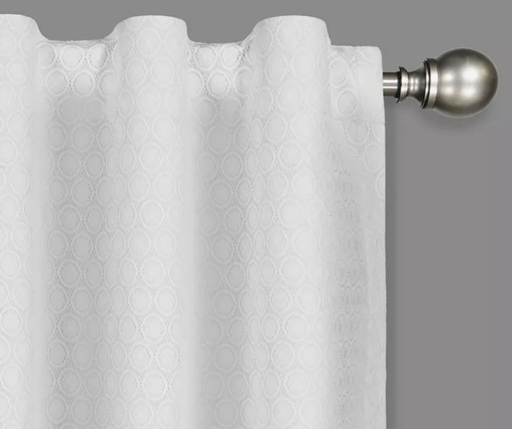 Nora Crochet White Blackout Rod Pocket Curtain Panel, (95") 2 Nora Crochet White Blackout Rod Pocket Curtain Panel, (95") - Image 2