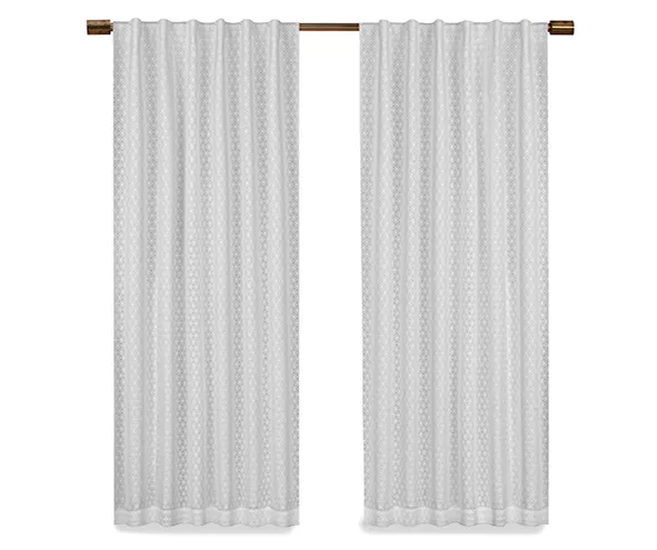 Nora Crochet White Blackout Rod Pocket Curtain Panel, (95") 4 Nora Crochet White Blackout Rod Pocket Curtain Panel, (95") - Image 4