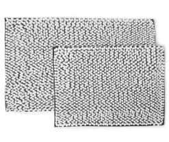 Dark Gray & White Chenille 2-Piece Bath Rug Set