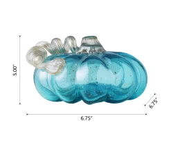 4" Blue Glass Pumpkin -Home Decor Store 810491565 A0 7