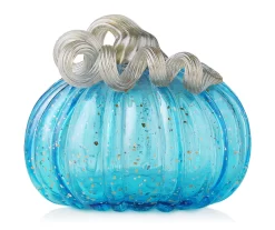 5" Blue Speckled Glass Pumpkin