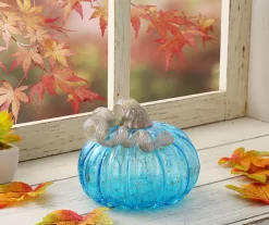5" Blue Speckled Glass Pumpkin -Home Decor Store 810491578 A0 2