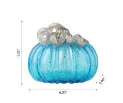 5" Blue Speckled Glass Pumpkin -Home Decor Store 810491578 A0 6