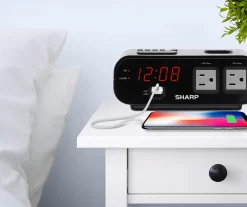 Sharp Digital Dual Alarm Clock With Power Outlets & USB Port -Home Decor Store 810495180 3