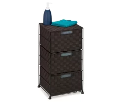 Espresso Brown Woven 3-Drawer Storage Organizer Chest