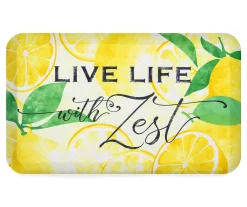 "Live Life With Zest" Lemon Print Kitchen Mat, (18" X 30")