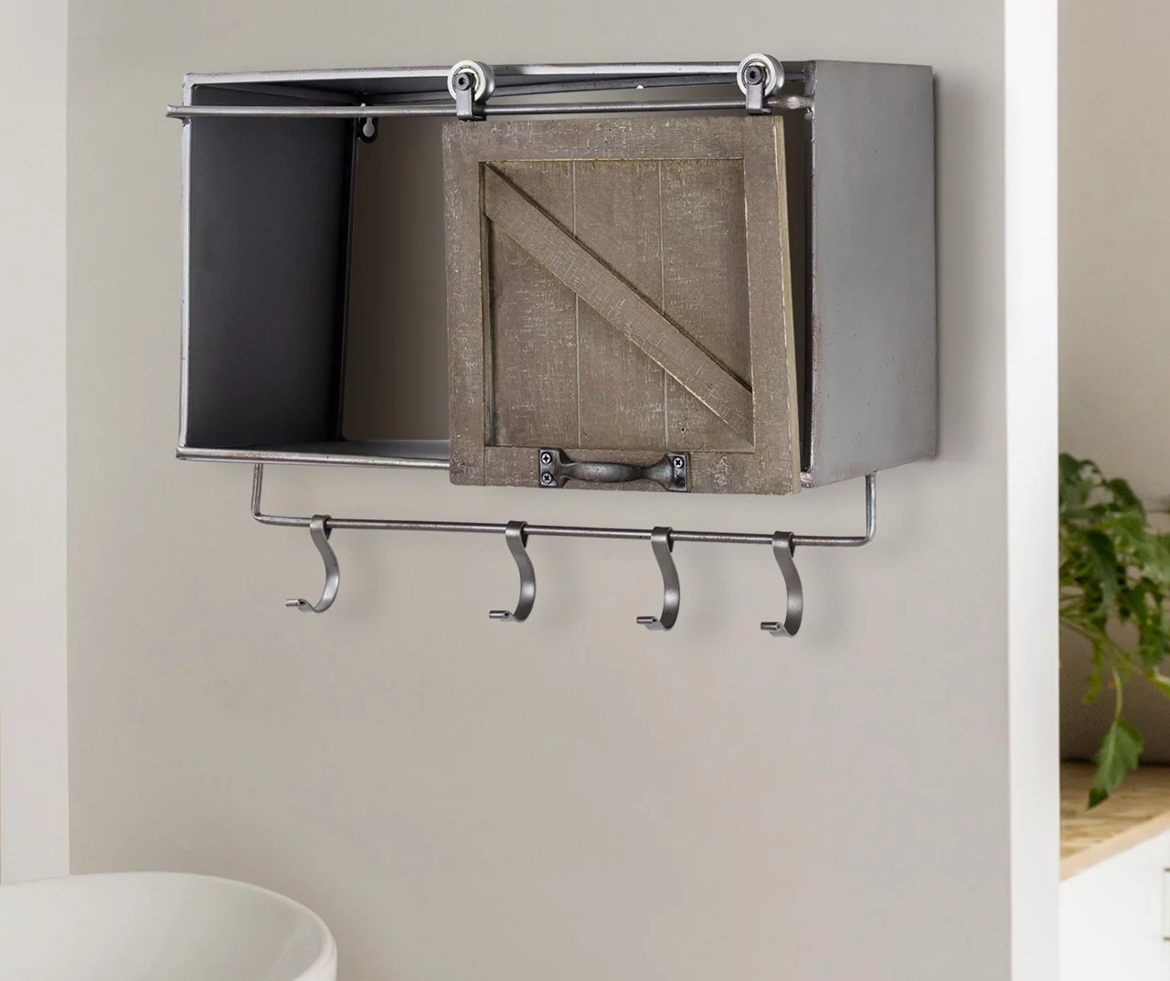 Rustic Sliding Barn Door Storage Rack 2 Rustic Sliding Barn Door Storage Rack - Image 2