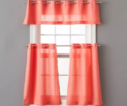 Coral Tucker Valance & Tier 3-Piece Curtain Set