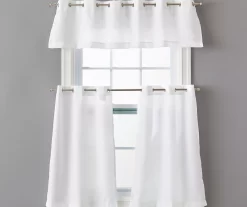 White Tucker Valance & Tier 3-Piece Curtain Set