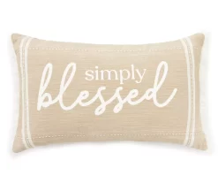 "Simply Blessed" Natural Beige Lumbar Throw Pillow