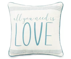 "All You Need Is Love" Teal Throw Pillow