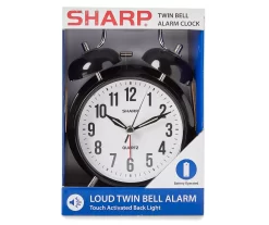 Sharp Black & Silver Twin Bell Alarm Clock