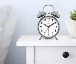 Sharp Brushed Nickel Twin Bell Alarm Clock -Home Decor Store 810514648 31