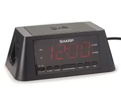 Sharp Dual Alarm Clock With QI Wireless Charging