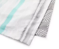 Aqua & Gray Stripe King 14-Piece Reversible Comforter Set -Home Decor Store 810515021 2