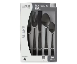 Matte Black 20-Piece Blake Flatware Set