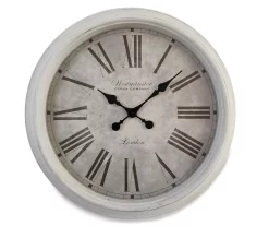White Antiqued Wall Clock