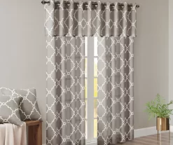 Sereno Fretwork Gray Light-Filtering Grommet Curtain Panel, (95") -Home Decor Store 810517992 810517993 810517994 10