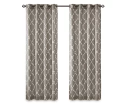 Sereno Fretwork Gray Light-Filtering Grommet Curtain Panel, (95") -Home Decor Store 810517992 810517993 810517994 11