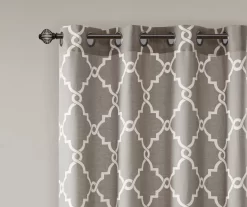 Sereno Fretwork Gray Light-Filtering Grommet Curtain Panel, (95") -Home Decor Store 810517992 810517993 810517994 3