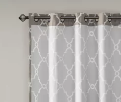 Sereno Fretwork Gray Light-Filtering Grommet Curtain Panel, (95") -Home Decor Store 810517992 810517993 810517994 4