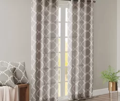 Sereno Fretwork Gray Light-Filtering Grommet Curtain Panel, (95") -Home Decor Store 810517992 810517993 810517994 8
