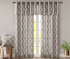 Sereno Fretwork Gray Light-Filtering Grommet Curtain Panel, (95") -Home Decor Store 810517992 810517993 810517994 9
